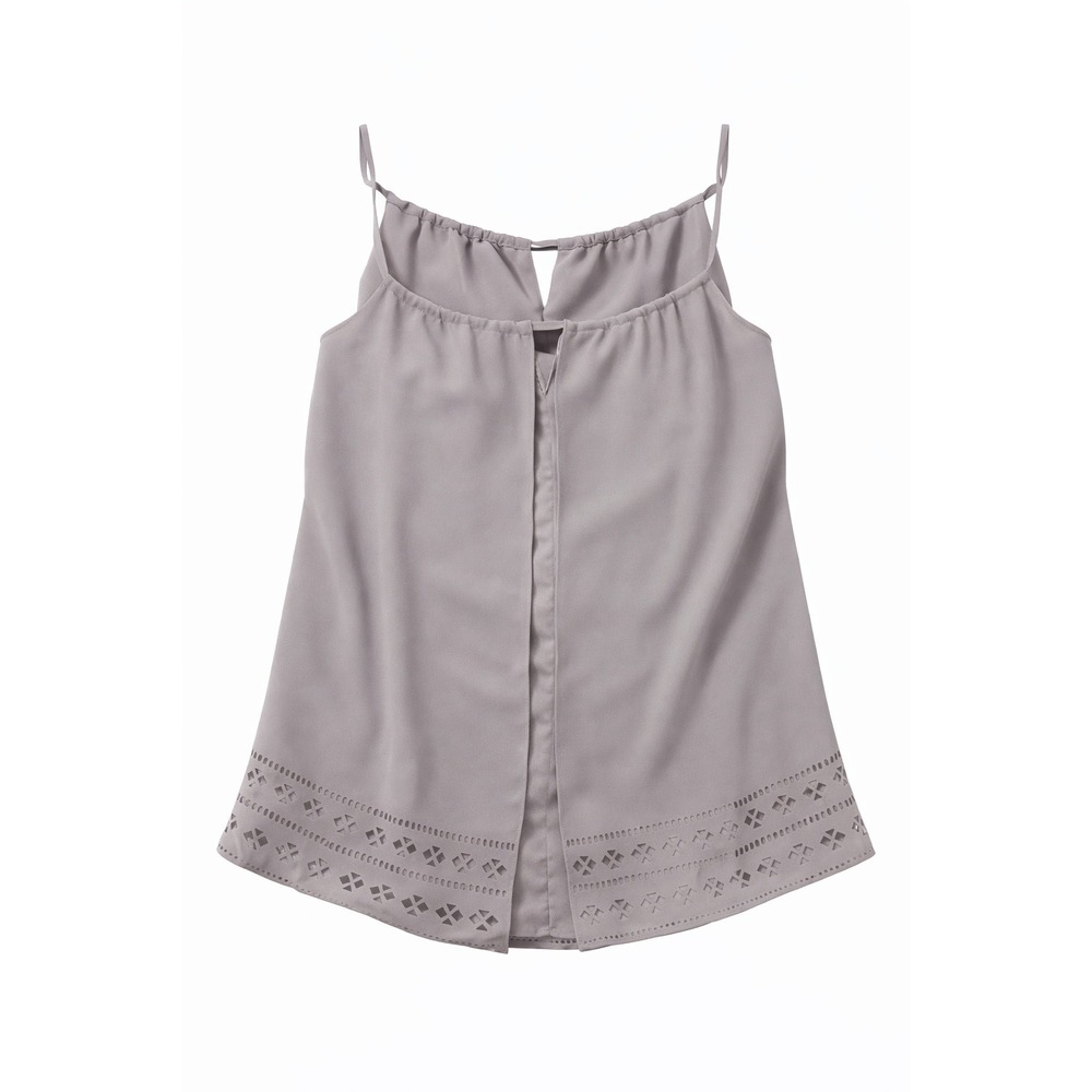 Olive & Oak Tank Top Womens M Gray Laser Cut Sleeveless Flowy Boho Minimalist